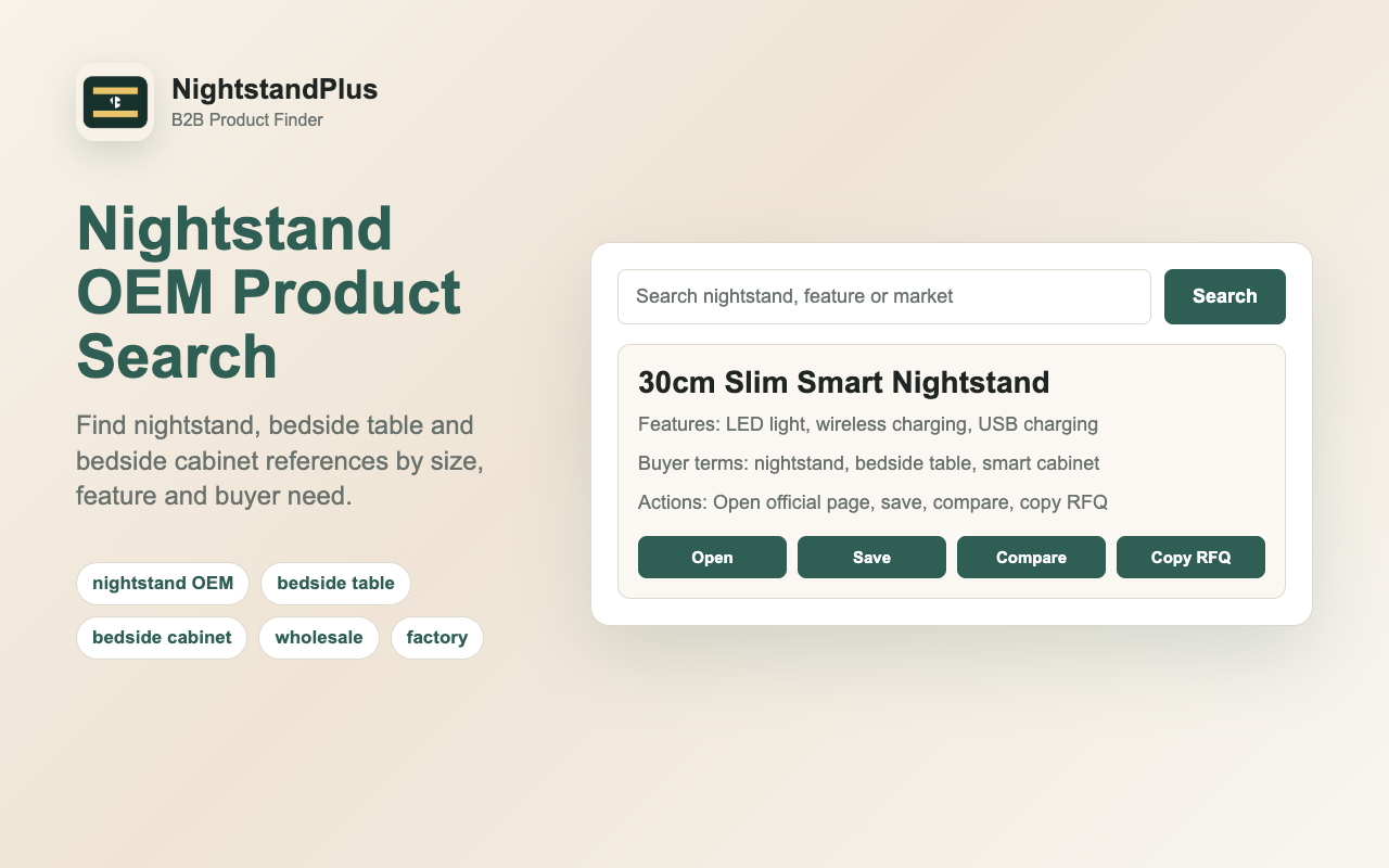 NightstandPlus product search screenshot