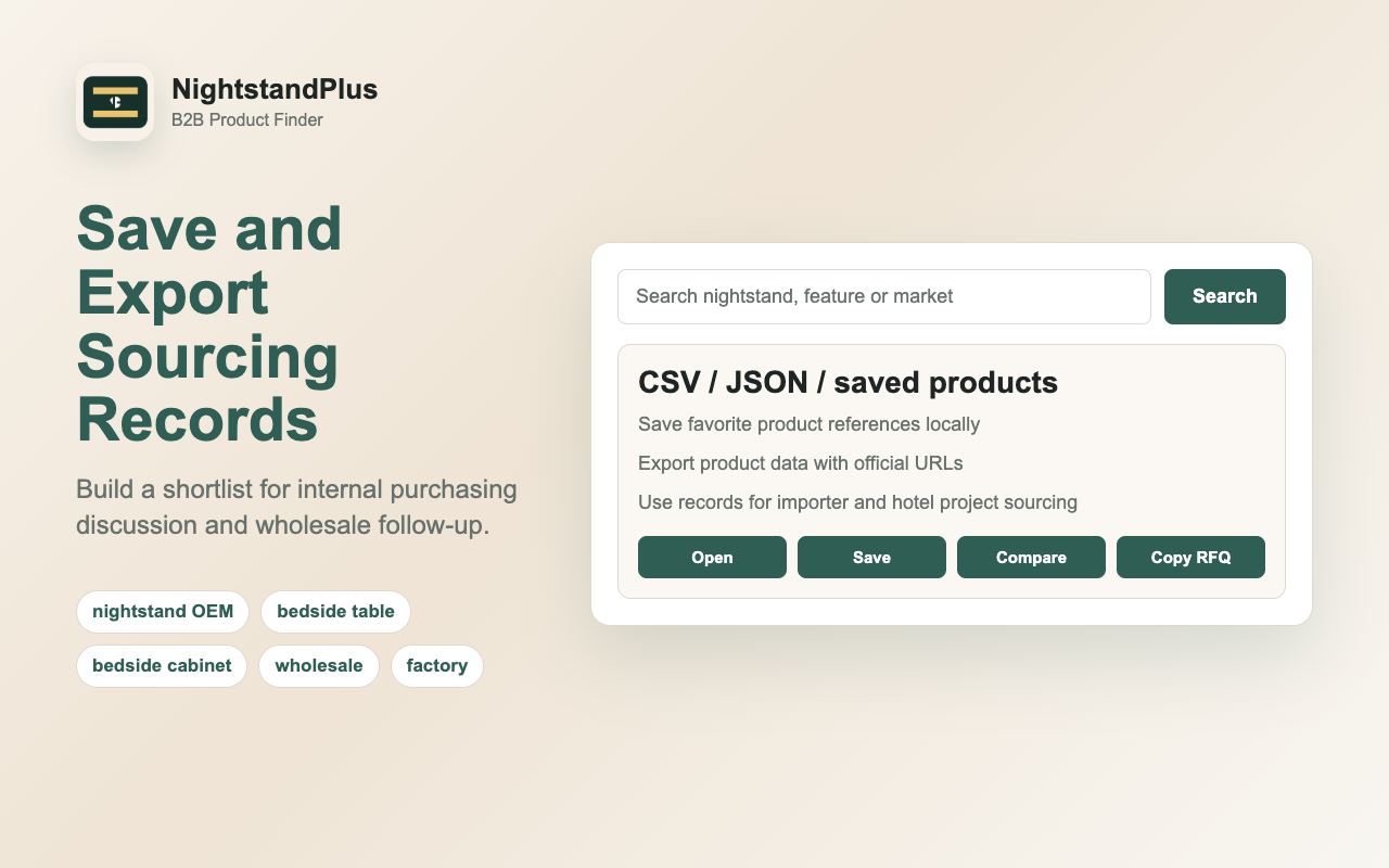 Export saved products screenshot